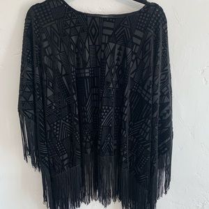 Forever 21 Black Fringe Tunic Top